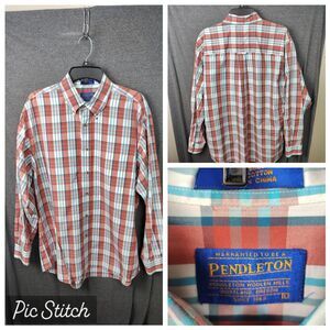 Pendleton Shirt Men's L Cotton Plaid Long Sleeve Button Down